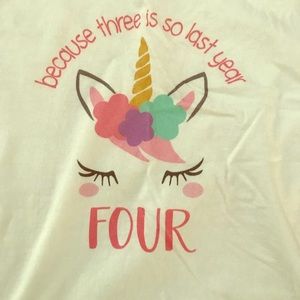 Toddler unicorn birthday shirt. Worn once